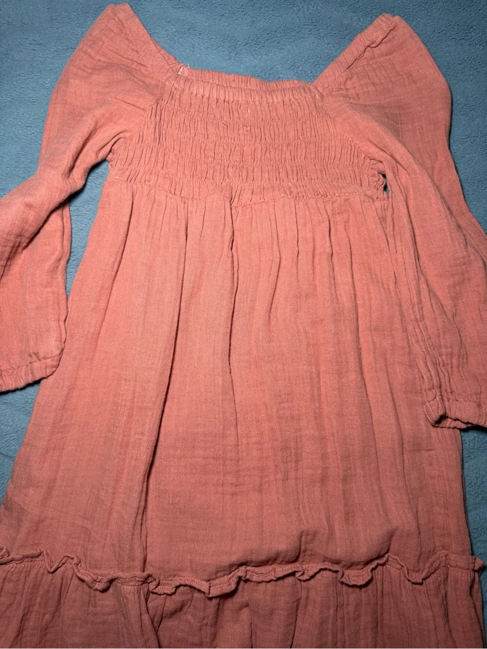 Old Navy Girls Coral Orange Long Sleeve Peasant Dress